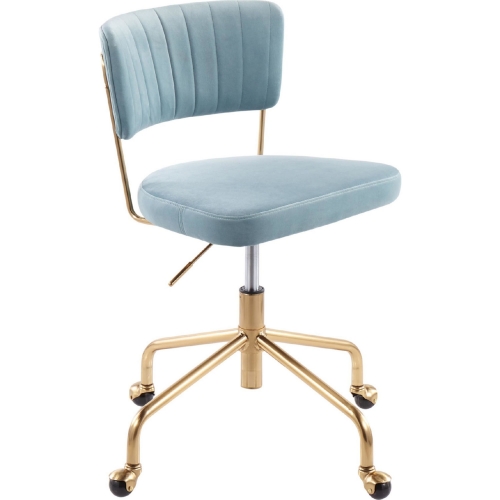 Tania Task Chair in Light Blue Velvet & Gold Metal